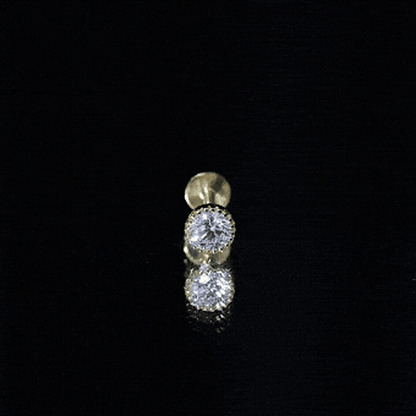 Bezel Set Diamond Solitaire Stud Earring for Helix Piercing
