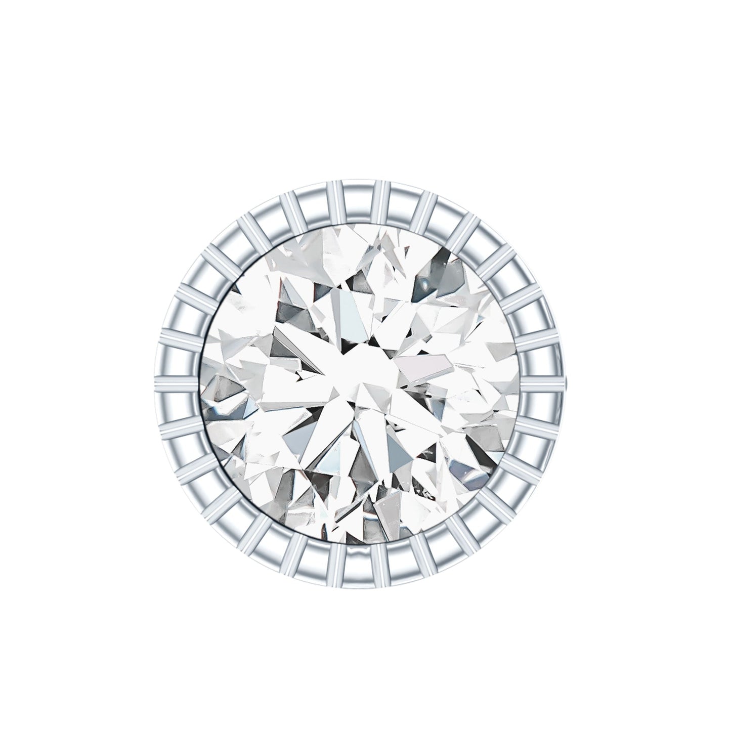 Bezel Set Diamond Solitaire Stud Earring for Helix Piercing