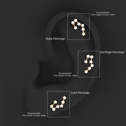 Diamond Taurus Zodiac Crawler Earring