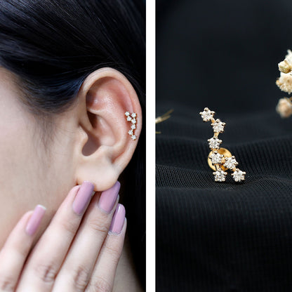Diamond Virgo Constellation Earring for Cartilage Piercing