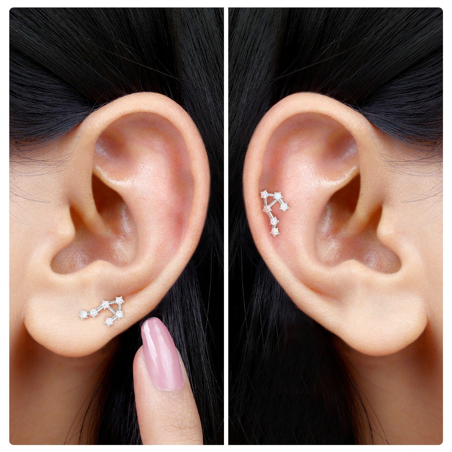 Certified Diamond Libra Constellation Piercing Earring