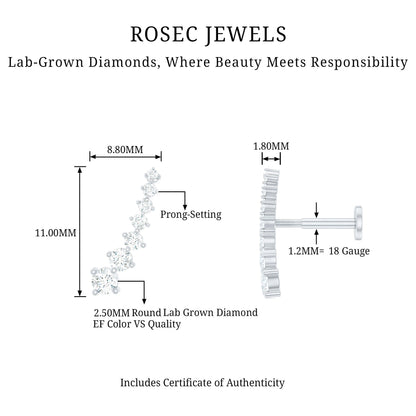 Graduated Style Diamond Ear Climber Earring