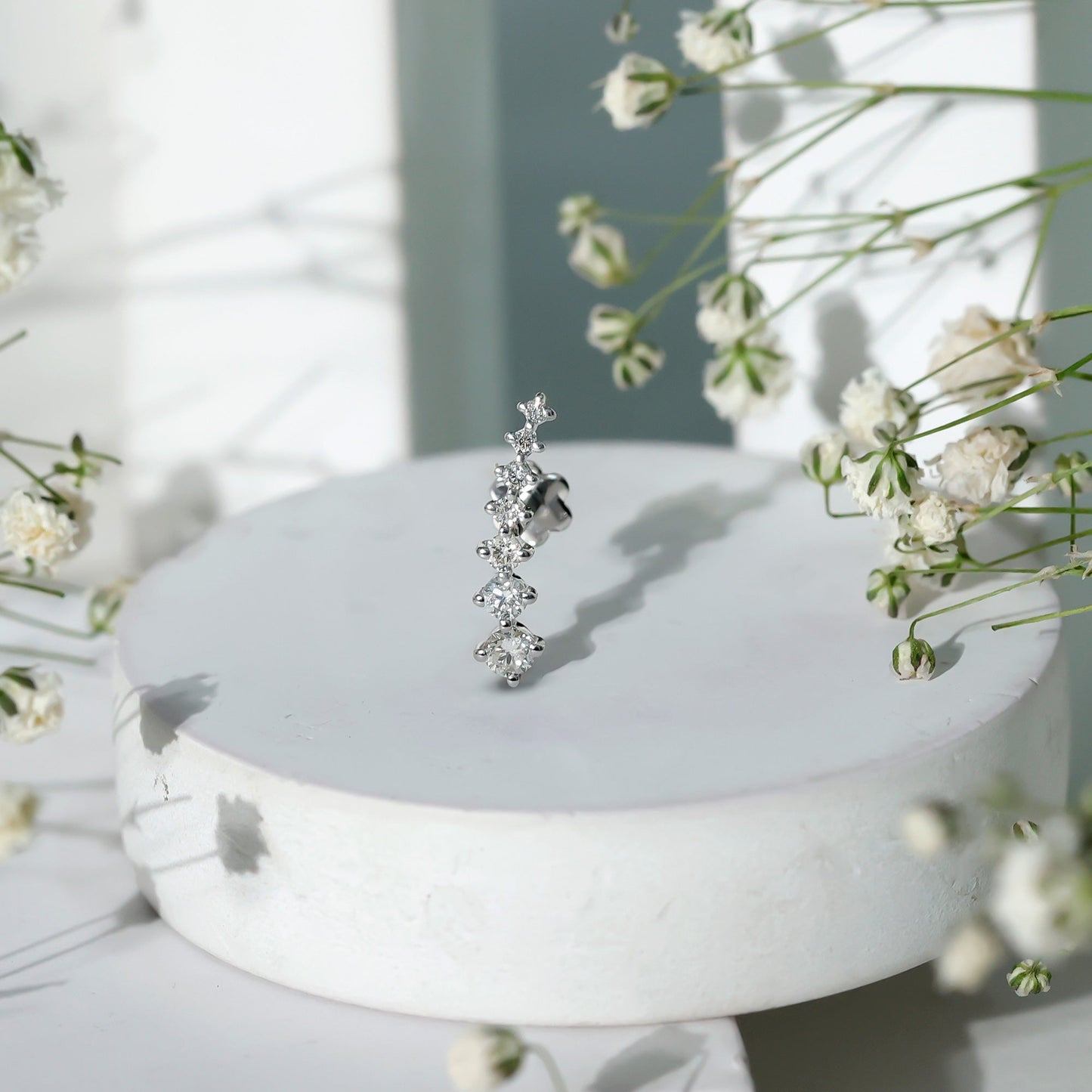 Graduated Style Diamond Ear Climber Earring