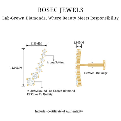 Graduated Style Diamond Ear Climber Earring