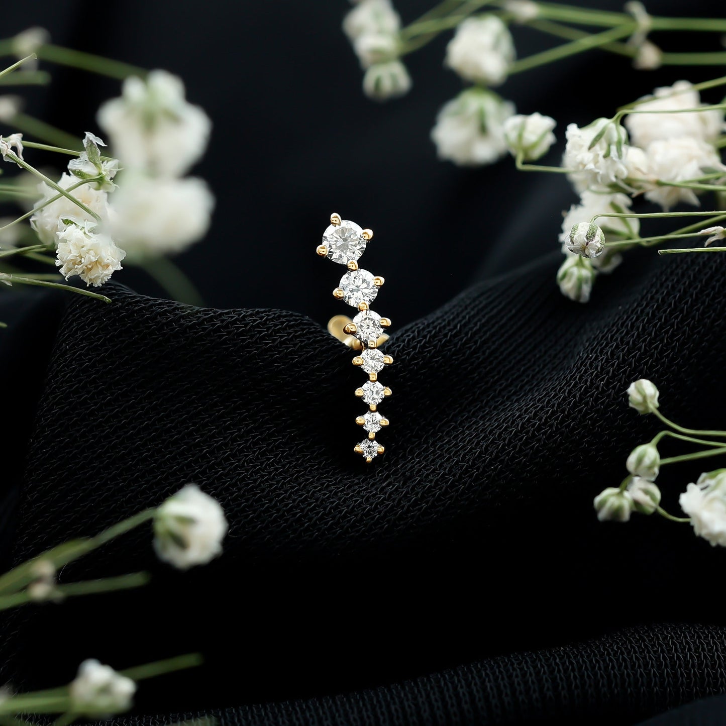 Graduated Style Diamond Ear Climber Earring