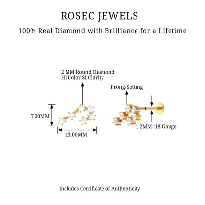 Diamond Cancer Zodiac Ear Crawler Earring