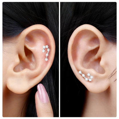 Diamond Cancer Zodiac Ear Crawler Earring