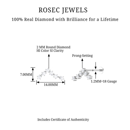 Diamond Pisces Zodiac Earring for Cartilage Piercing