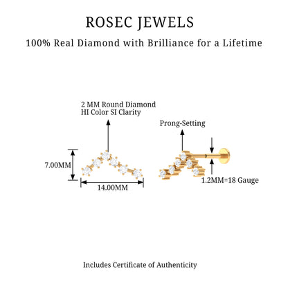 Diamond Pisces Zodiac Earring for Cartilage Piercing