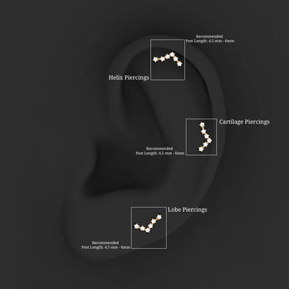 Diamond Pisces Zodiac Earring for Cartilage Piercing