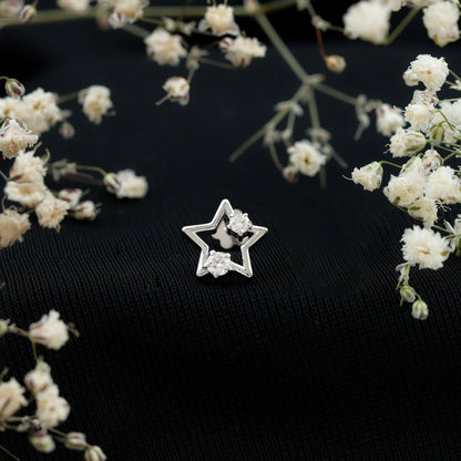 Certified Diamond Star Earring for Upper Lobe Piercing