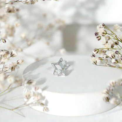 Certified Diamond Star Earring for Upper Lobe Piercing