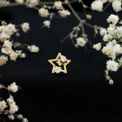 Certified Diamond Star Earring for Upper Lobe Piercing