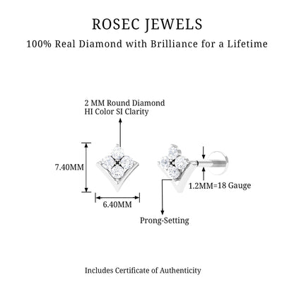 Diamond Cluster Upper Lobe Earring