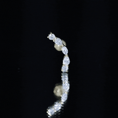 Pear Diamond Ear Crawler Earring for Helix Piercing