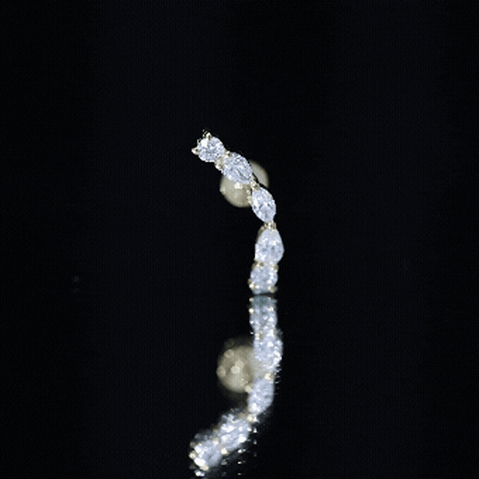 Pear Diamond Ear Crawler Earring for Helix Piercing