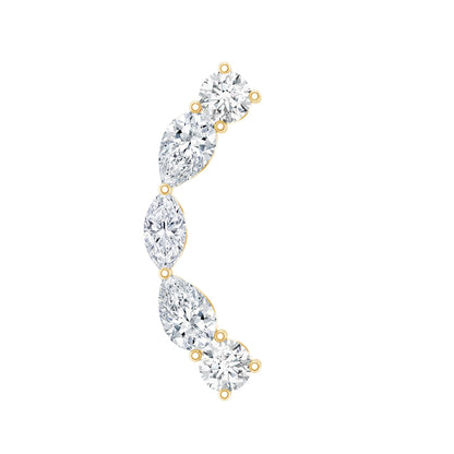 Pear Diamond Ear Crawler Earring for Helix Piercing