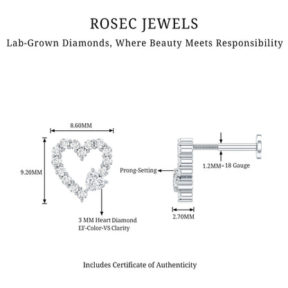 Diamond Heart Shape Cartilage Earring