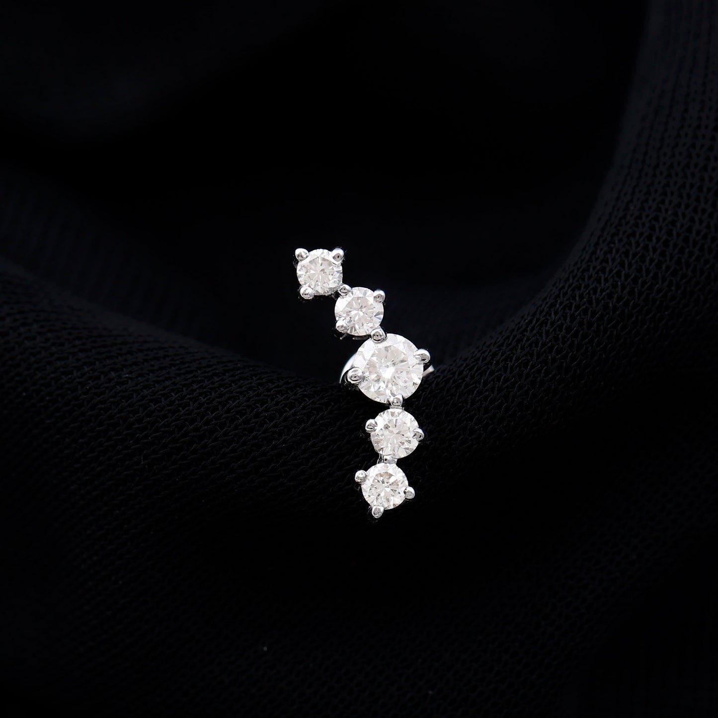 Graduated Style Diamond Crawler Earring for Women