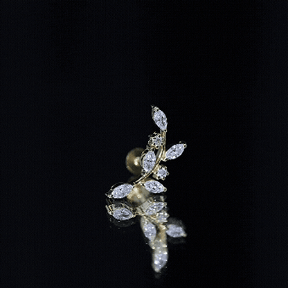 Womens Marquise Diamond Leaf Crawler Earring