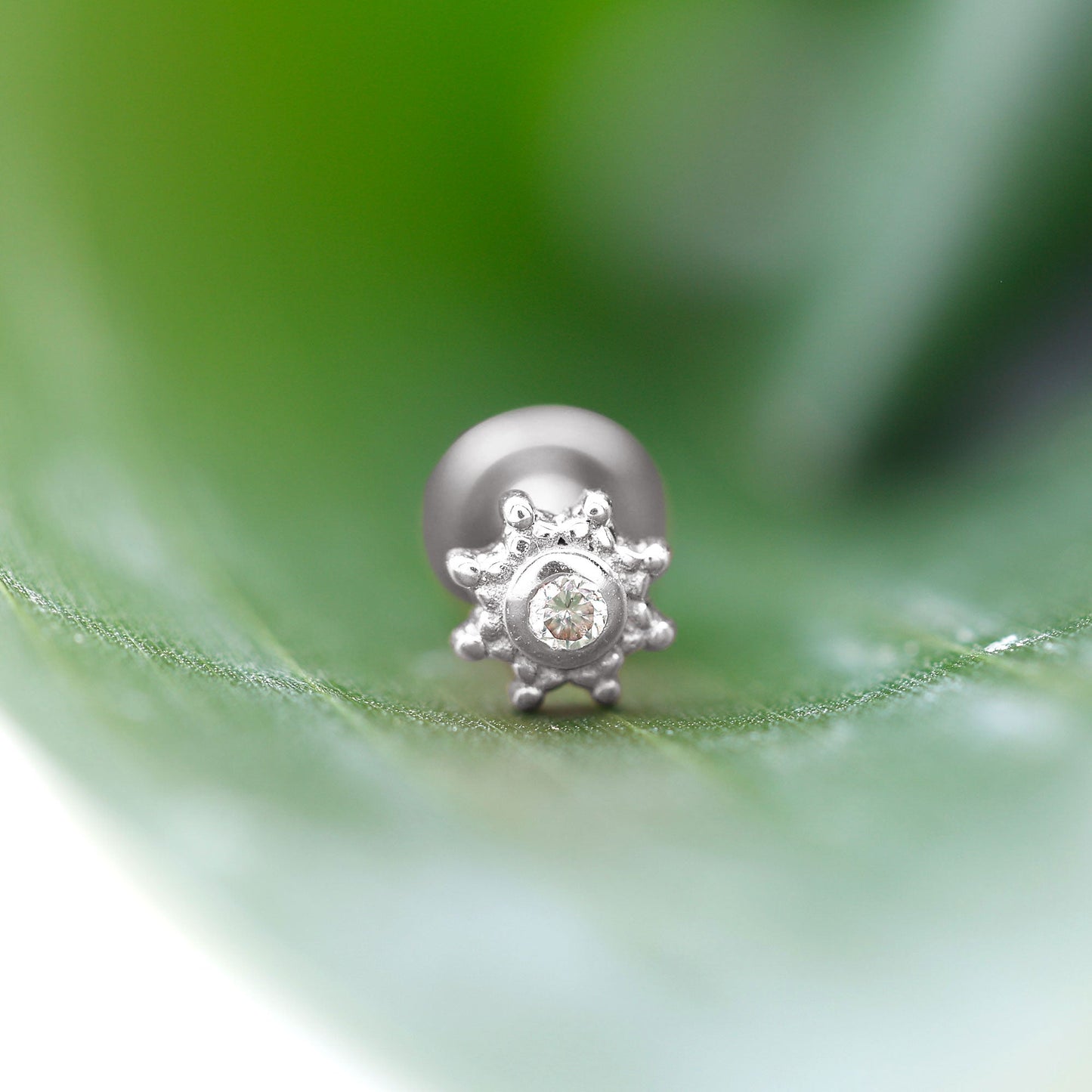 Minimal Diamond Cartilage Earring Stud with Flat Back
