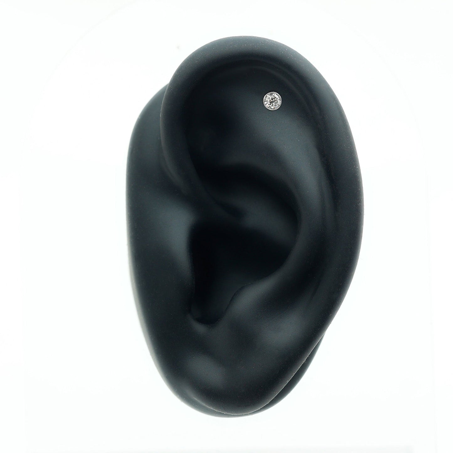 Bezel Set Diamond Cartilage Earring with Flat Back