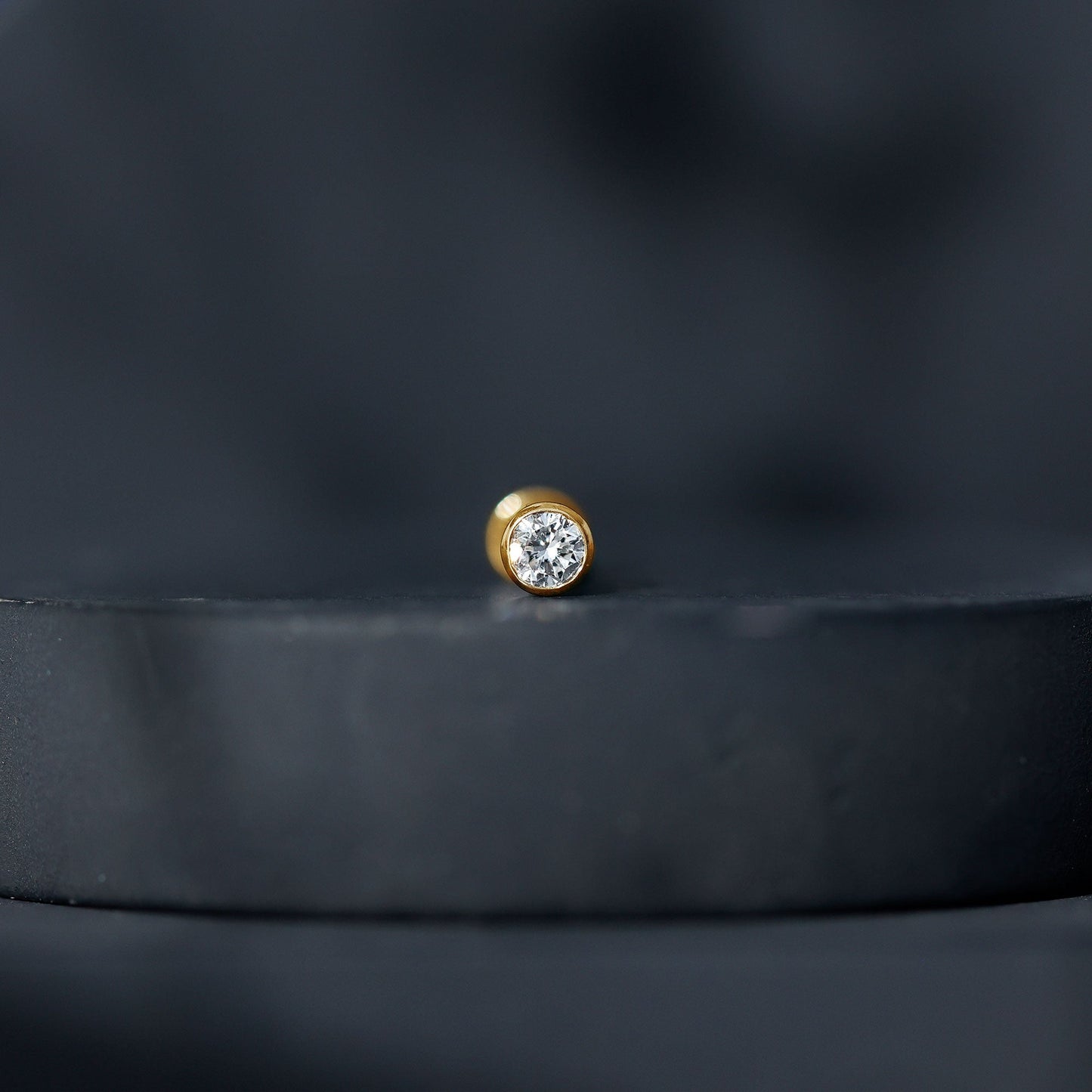 Bezel Set Diamond Cartilage Earring with Flat Back