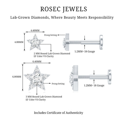 Minimalist Diamond Star Earring for Tragus Piercing