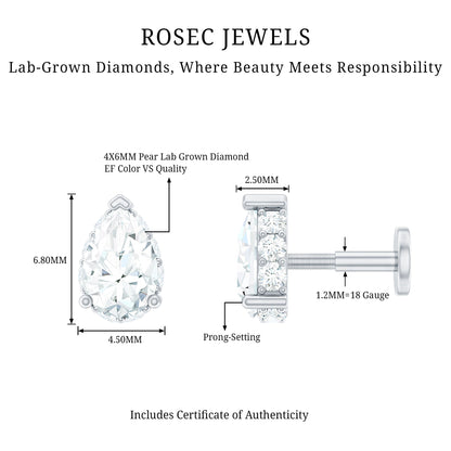 Solitaire Diamond Teardrop Tragus Earring for Women