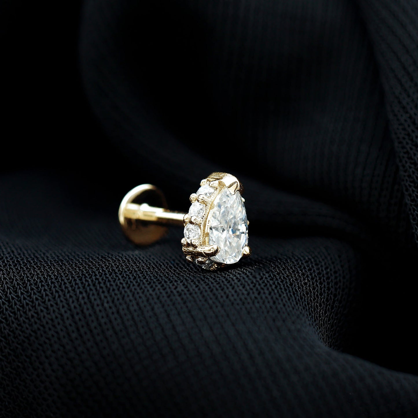 Solitaire Diamond Teardrop Tragus Earring for Women