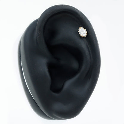 Solitaire Diamond Teardrop Tragus Earring for Women