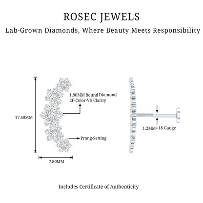 Diamond Flower Ear Crawler Earring