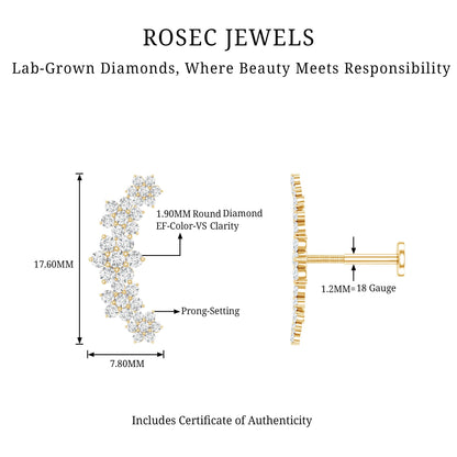 Diamond Flower Ear Crawler Earring