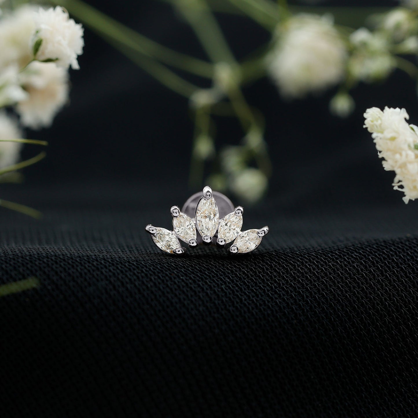 Certified Marquise Cut Diamond Helix Earring for Women