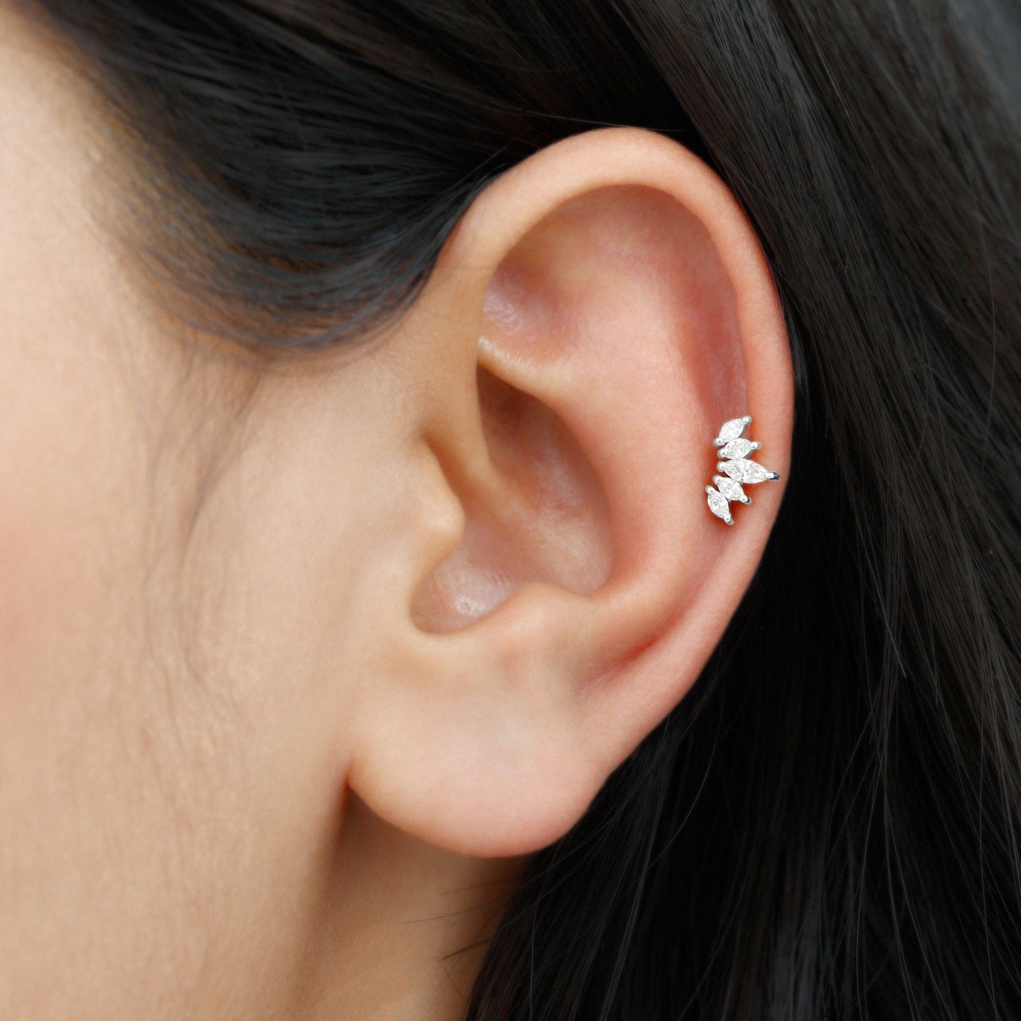 Certified Marquise Cut Diamond Helix Earring for Women