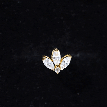 Marquise Diamond Lotus Flower Earring for Helix Piercing