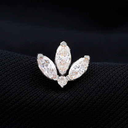 Marquise Diamond Lotus Flower Earring for Helix Piercing