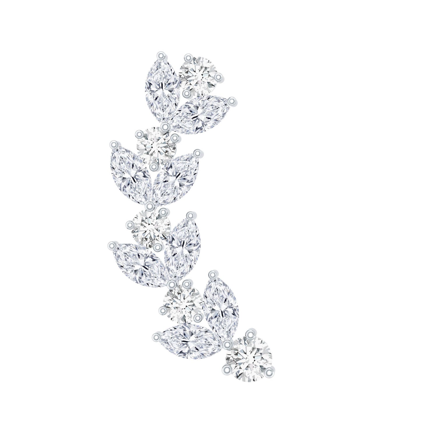 Nature Inspired Diamond Leaf Crawler Helix Earring