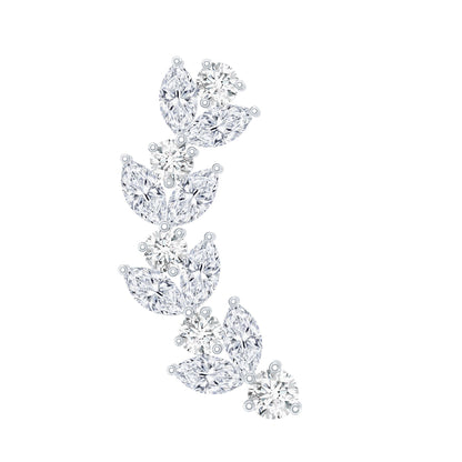 Nature Inspired Diamond Leaf Crawler Helix Earring