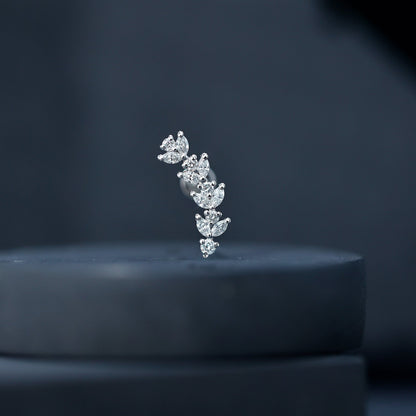 Nature Inspired Diamond Leaf Crawler Helix Earring