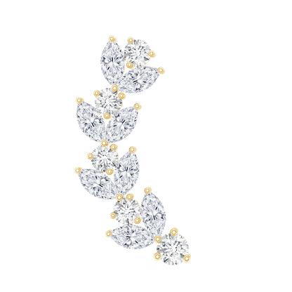 Nature Inspired Diamond Leaf Crawler Helix Earring