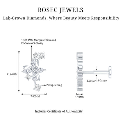 Diamond Flower Crawler Earring