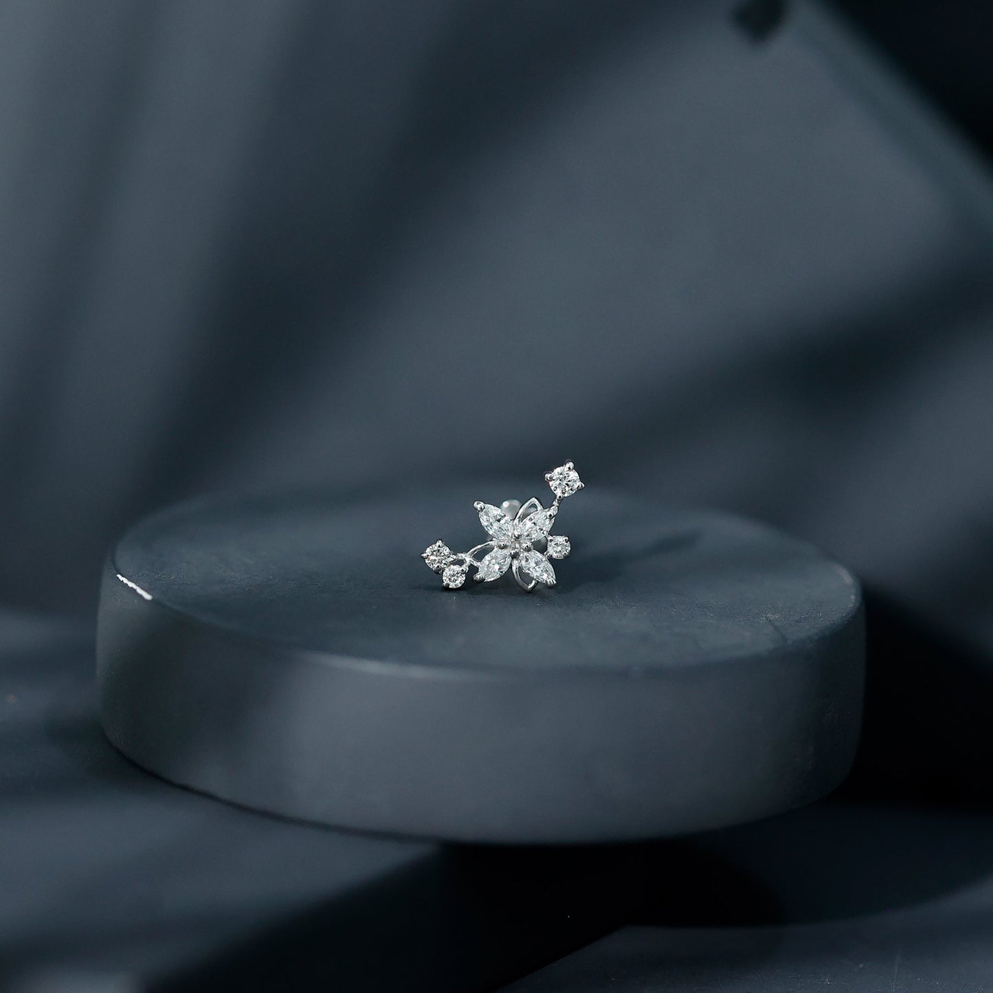 Diamond Flower Crawler Earring