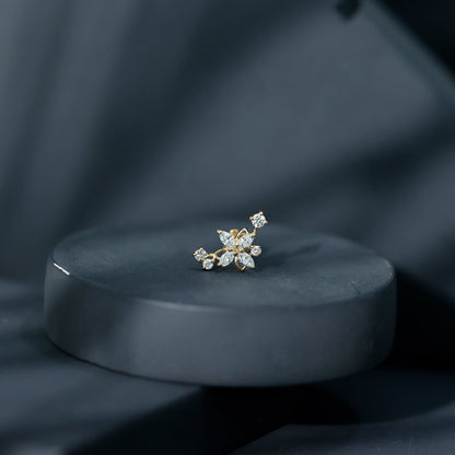 Diamond Flower Crawler Earring