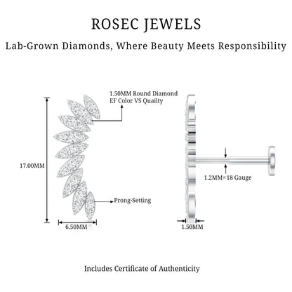 Diamond Wing Crawler Earring for Helix Piercing