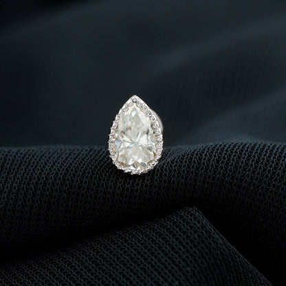 Solitaire Diamond Teardrop Stud Earring for Helix Piercing
