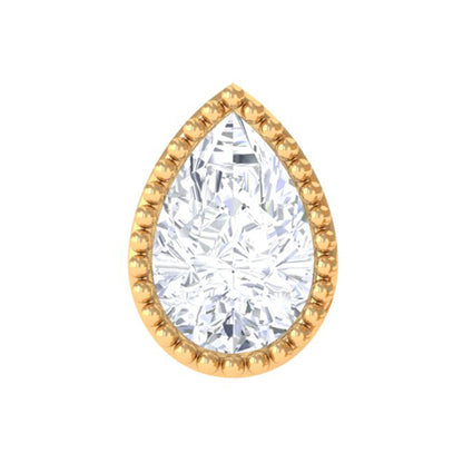 Solitaire Diamond Teardrop Stud Earring for Helix Piercing