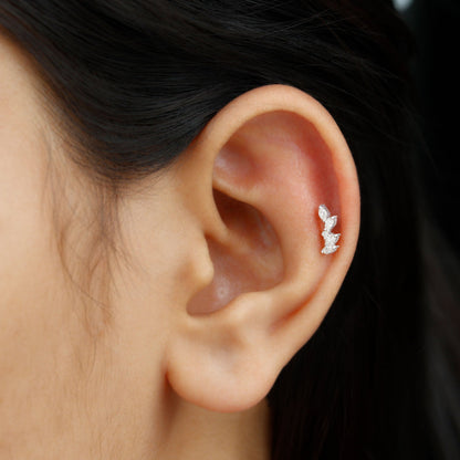 Marquise Shape Diamond Leaf Crawler Helix Earring