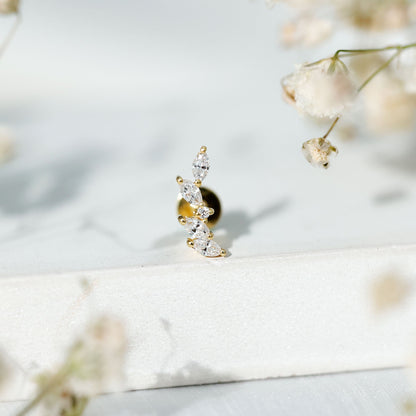 Marquise Shape Diamond Leaf Crawler Helix Earring