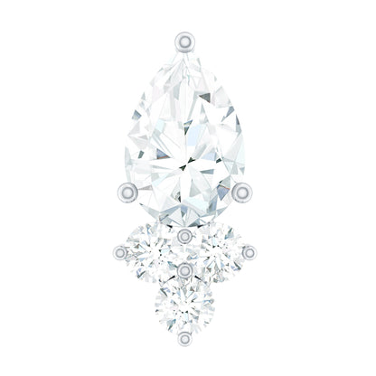Pear and Round Diamond Earring for Helix Piercing